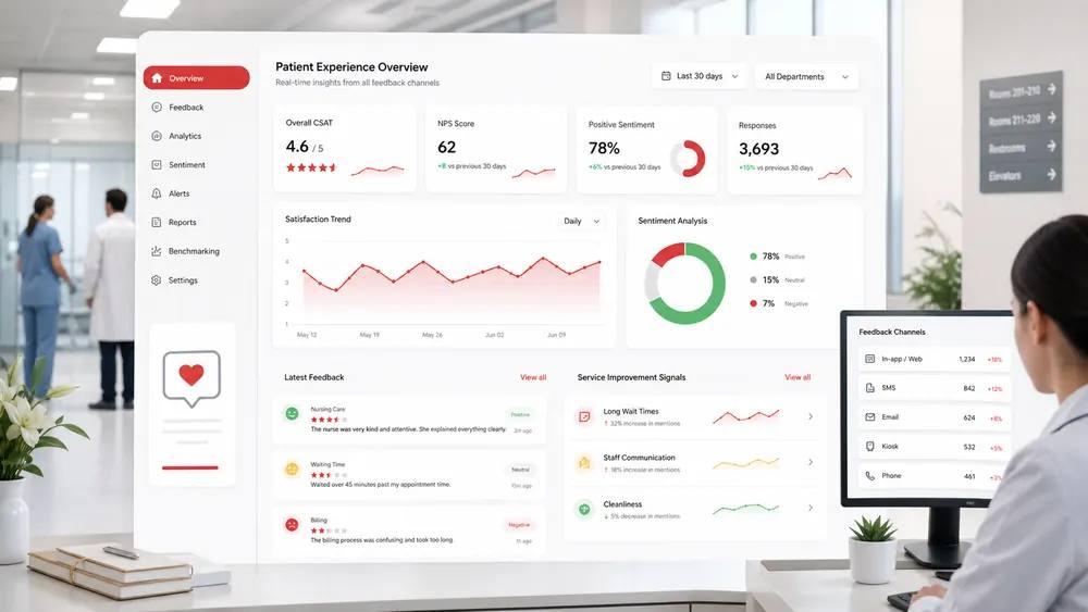 Patient feedback management dashboard for hospital experience analytics
